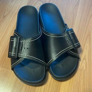 Cos contrast stitch leather sandals. Black. Size 10